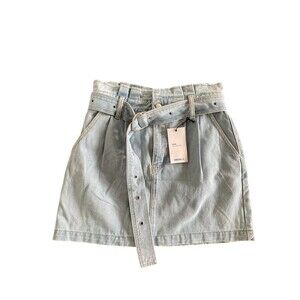 Forever 21 Pleated Belted Denim Skirt L